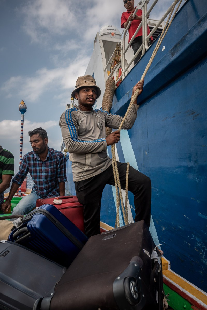 Open sea boarding, Lakshadweep, India.