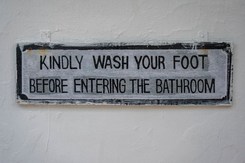 Wash your feet, Kadmat, Lakshadweep, India.
