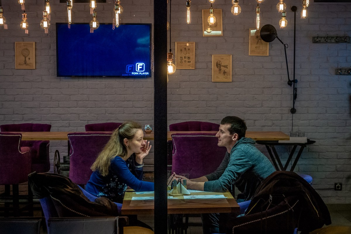 Couple in a café, Minsk, Belarus.