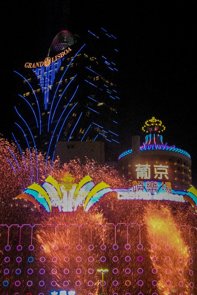 Skyline at the Grand Lisboa Hotel, Macau, China.