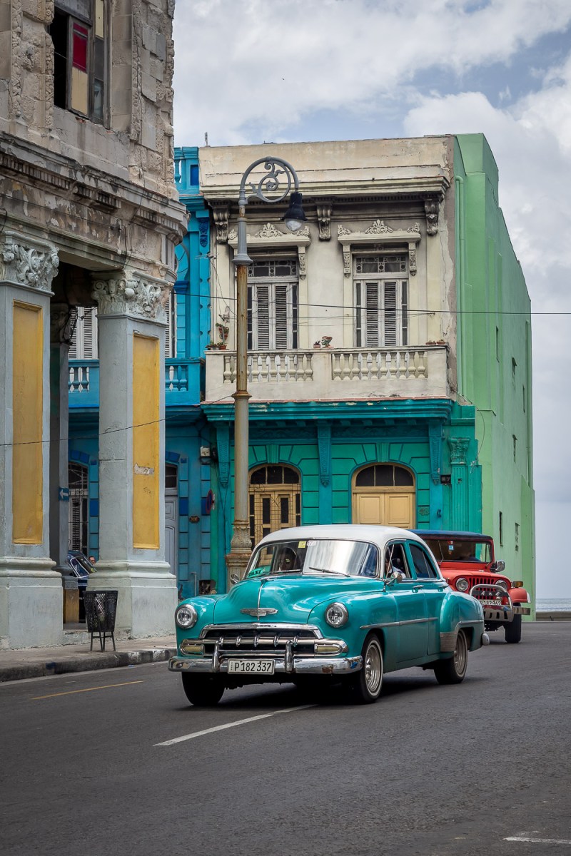 Old cars cruising, Havana, Cuba.