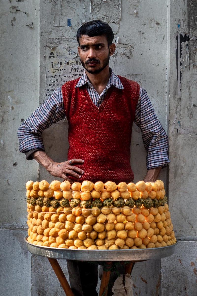 Ram Laddu filled with split gram, Old Delhi, India.
