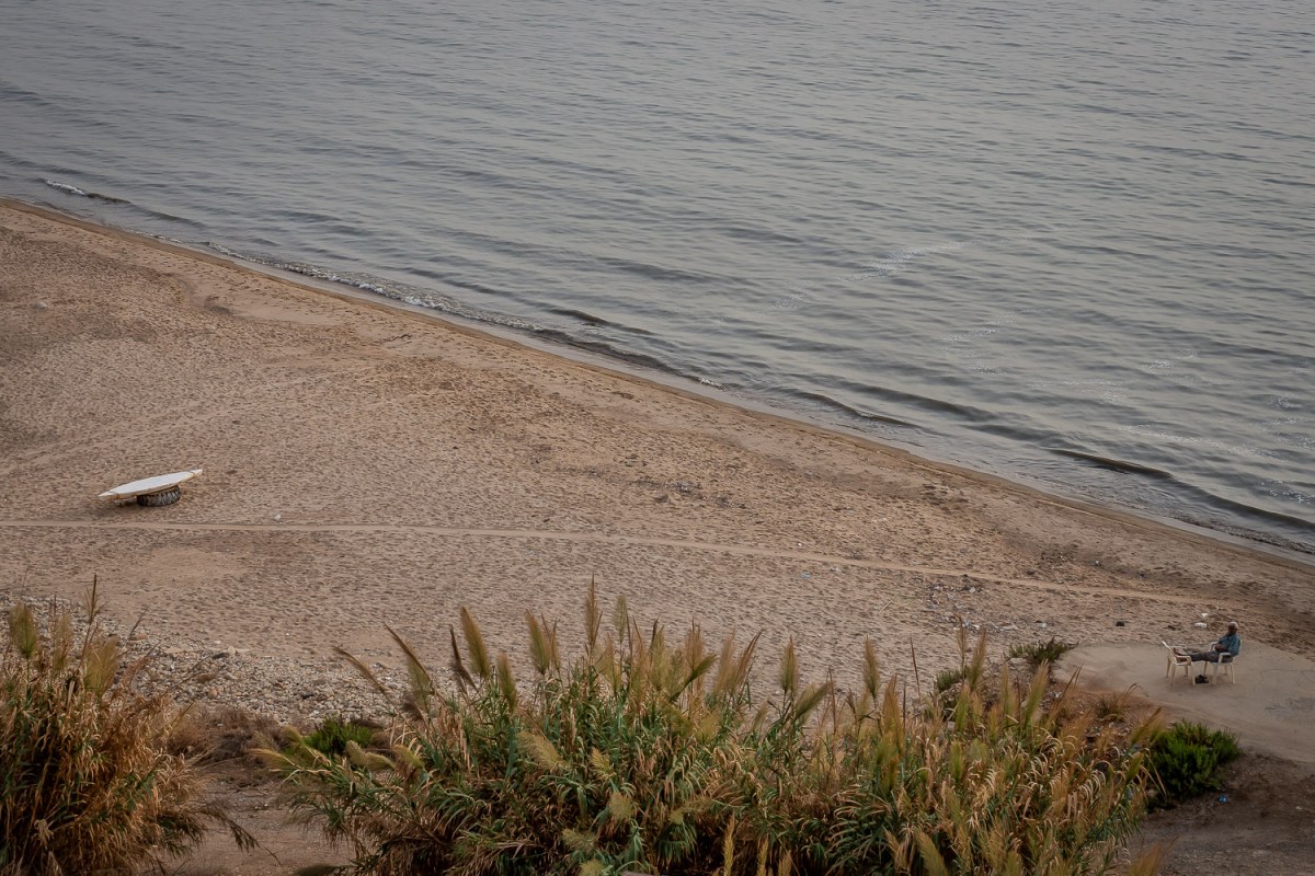Man and a surf board, Beirut, Lebanon.