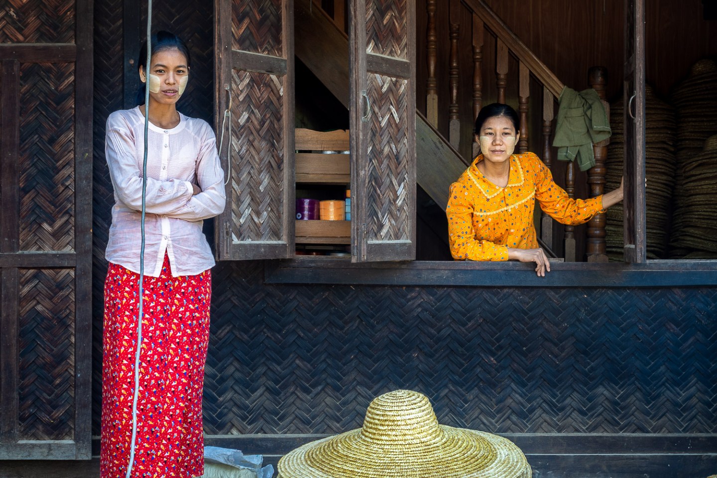 Straw hat shop, Lekkapin Village, Myanmar.