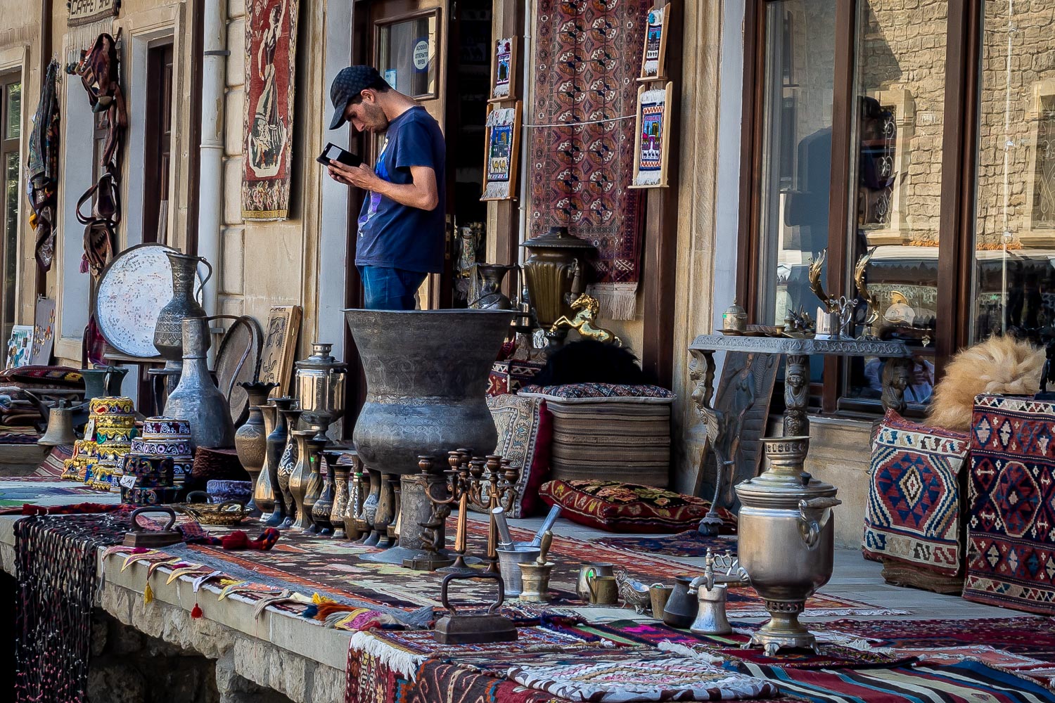 Carpet market in Old Baku, Azerbaijan.
